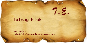 Tolnay Elek névjegykártya